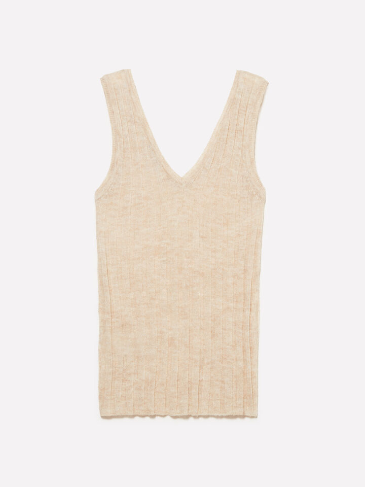 Cream white knit tank top - women's tops - Creamy White | Sisley image number 6